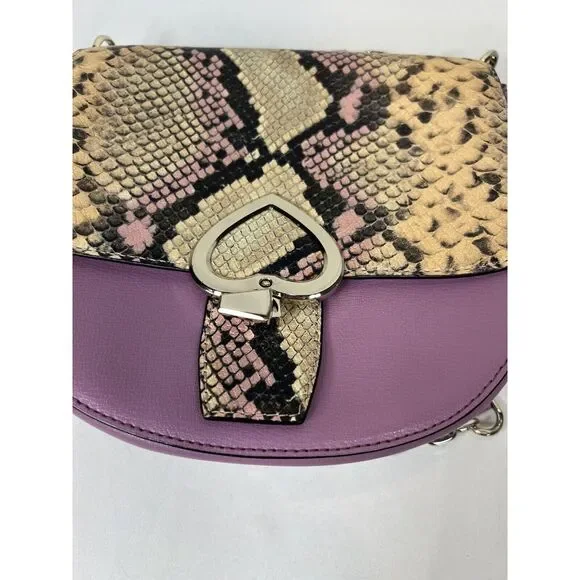 KATE SPADE NEW YORK MEDIUM‎ CHAIN SADDLE BAG ROBYN EXOTIC PINK MAUVE - Picture 10 of 16